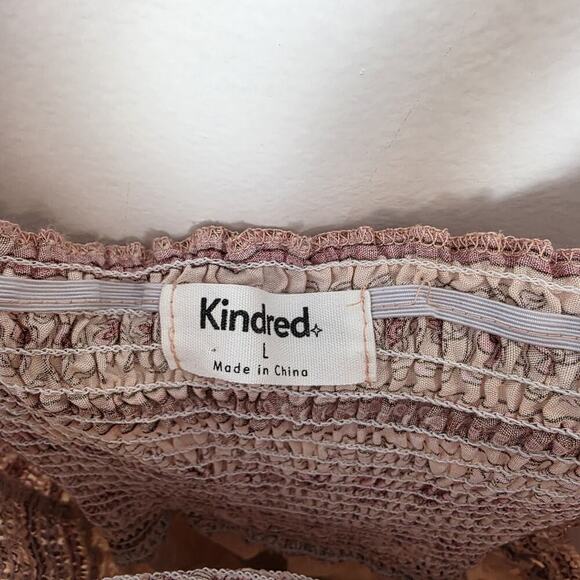 Kindred Anthropologie Tan Cream Floral Boho Floral Wide Crop Leg Jumpsuit Sz M - Picture 4 of 7